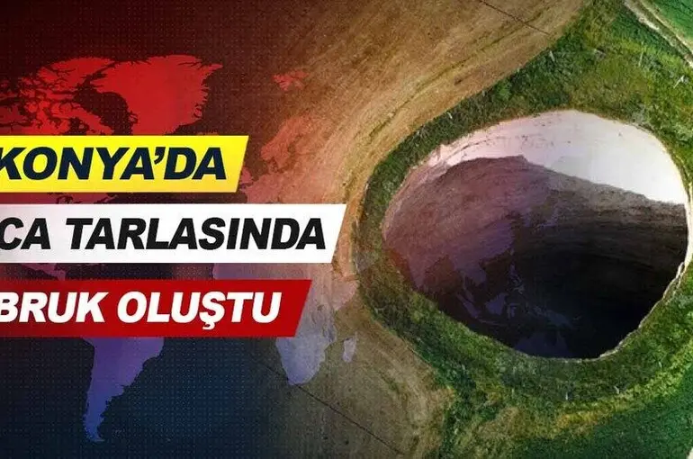 Konya'da yonca tarlasında 30 metre çapında obruk oluştu